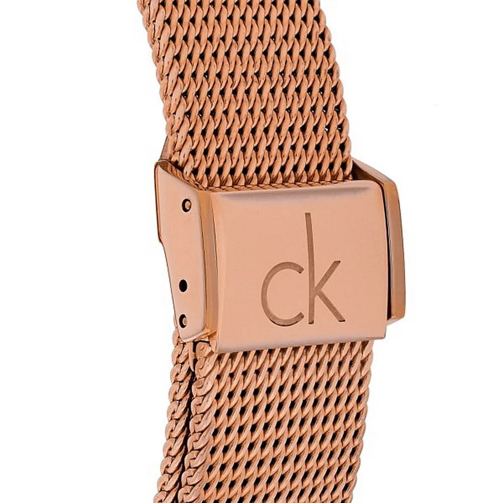 Calvin Klein Minimal Black Dial Rose Gold Mesh Bracelet Watch for Men - K3M21621 Buy Now By Calvin Klein