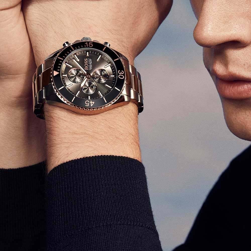Hugo Boss Ocean Edition Black Dial Two Tone Steel Strap Watch for Men - 1513705 Buy Now By Hugo Boss