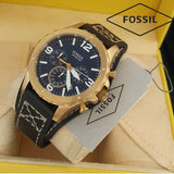 Fossil Nate Chronograph Blue Dial Brown Leather Strap Watch for Men - JR1505 Buy Now By Fossil