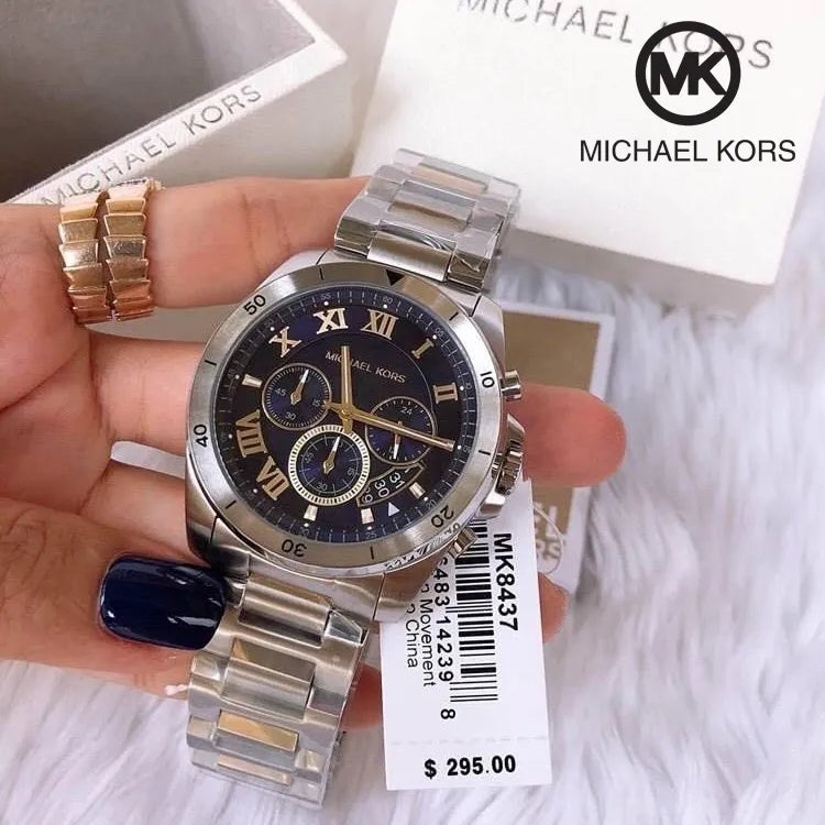 Michael Kors Brecken Chronograph Blue Dial Two Tone Steel Strap Watch For Men - MK8437 Buy Now By Michael Kors