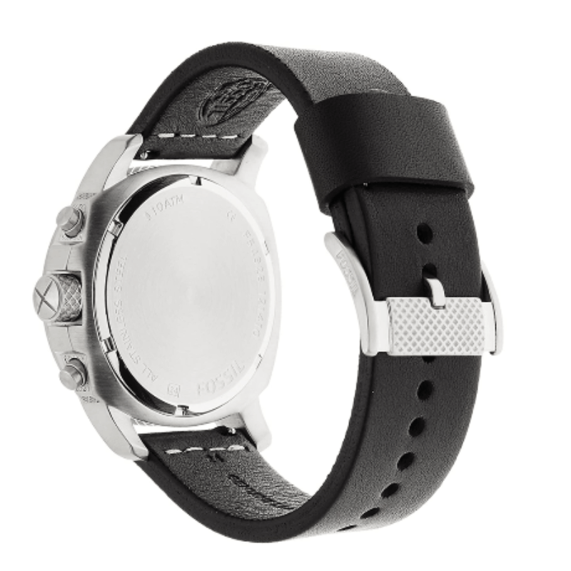 Fossil Modern Machine Chronograph Black Dial Black Leather Strap Watch for Men - FS4928 Buy Now By Fossil