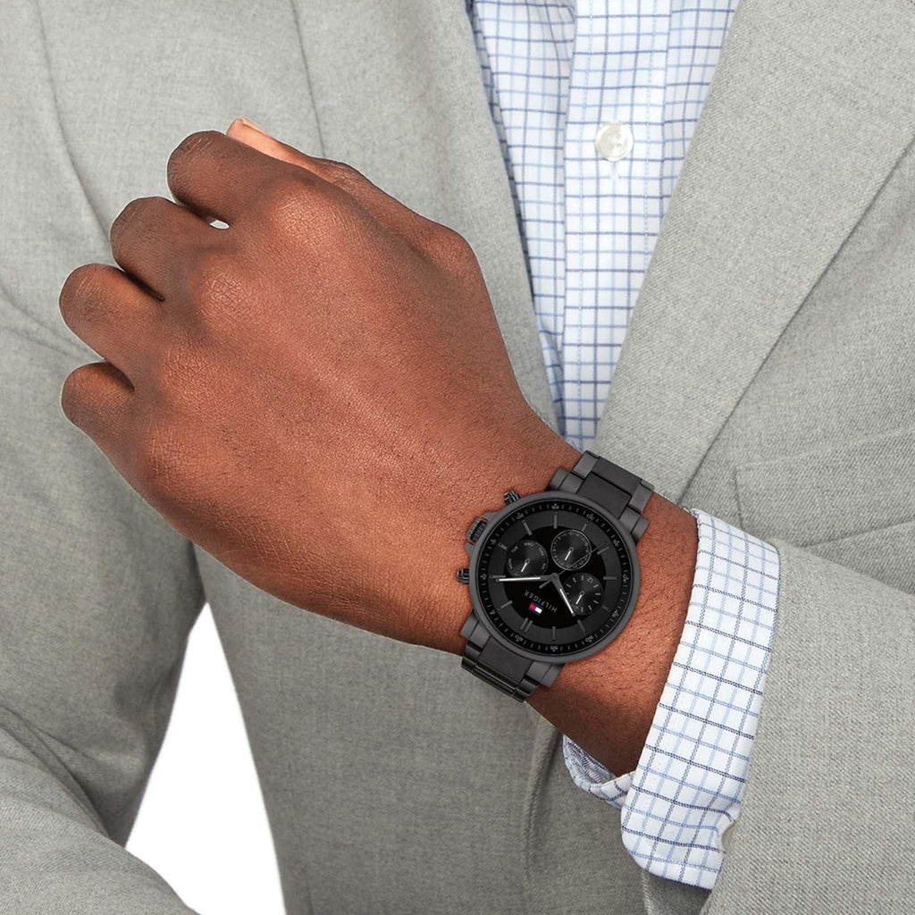 Tommy Hilfiger Tyson Chronograph Black Dial Black Steel Strap Watch For Men - 1710590 Buy Now By Tommy Hilfiger