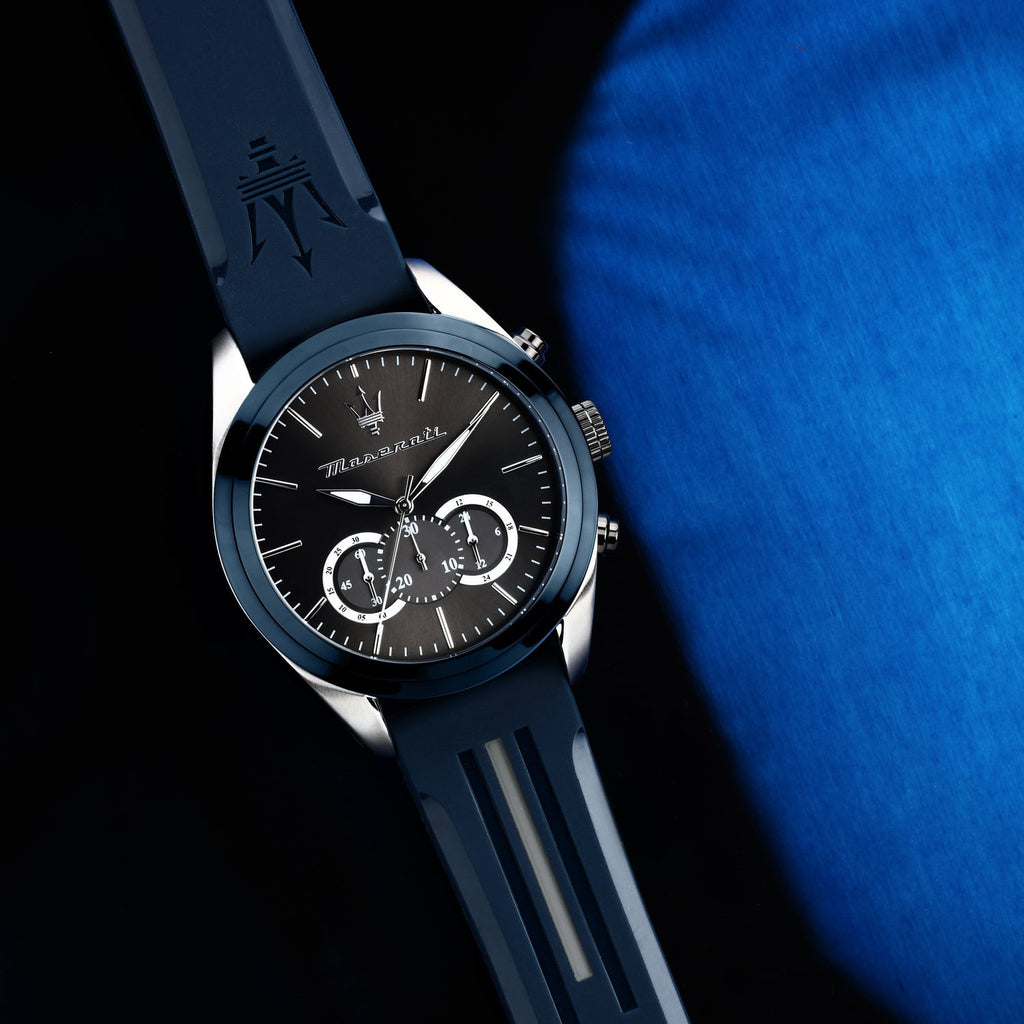 Maserati Traguardo Chronograph Blue Dial Black Silicone Strap Watch For Men - R8871612046 Buy Now By Maserati