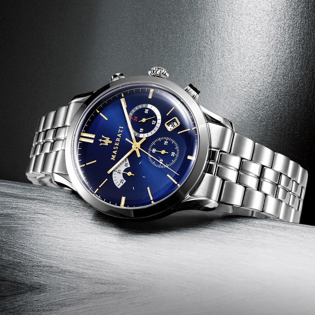 Maserati Ricordo Chronograph Blue Dial Silver Steel Strap Watch For Men - R8873633001 Buy Now By Maserati