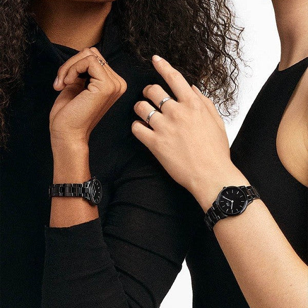 Daniel Wellington Iconic Link Ceramic Black Dial Black Steel Strap Watch For Women - DW00100414 Buy Now By Daniel Wellington