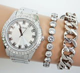 Guess Sparkler Diamonds Silver Dial Silver Steel Strap Watch for Women - GW0111L1 Buy Now By Guess