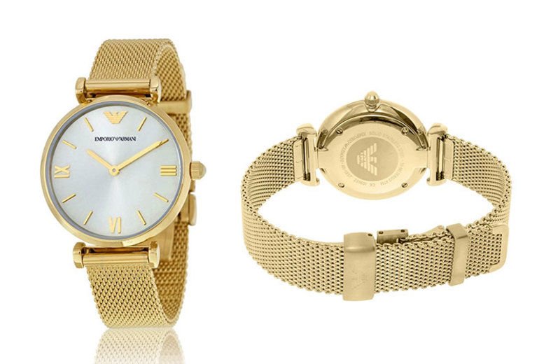 Emporio Armani Retro Gold Dial Gold Mesh Bracelet Watch For Women - AR1957 Buy Now By Emporio Armani