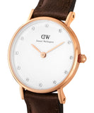 Daniel Wellington Classy Bristol White Dial Brown Leather Strap Watch For Women - DW00100062 Buy Now By Daniel Wellington