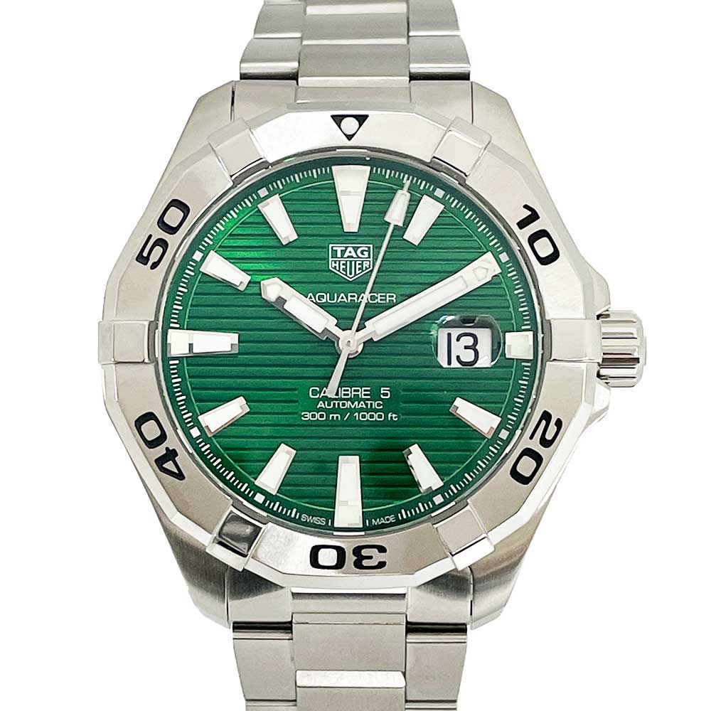 Tag Heuer Aquaracer Calibre 5 Automatic Green Dial Silver Steel Strap Watch for Men - WAY2015.BA0927 Buy Now By Tag Heuer