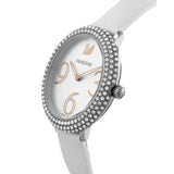 Swarovski Crystal Frost Silver Dial White Leather Strap Watch for Women - 5484070 Buy Now By Swarovski