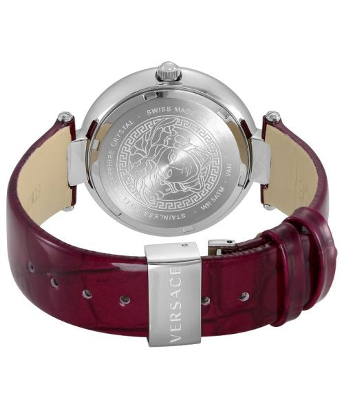 Versace Olympo Crystal Gleam White Dial Purple Leather Strap Watch for Women - VAN010016 Buy Now By Versace