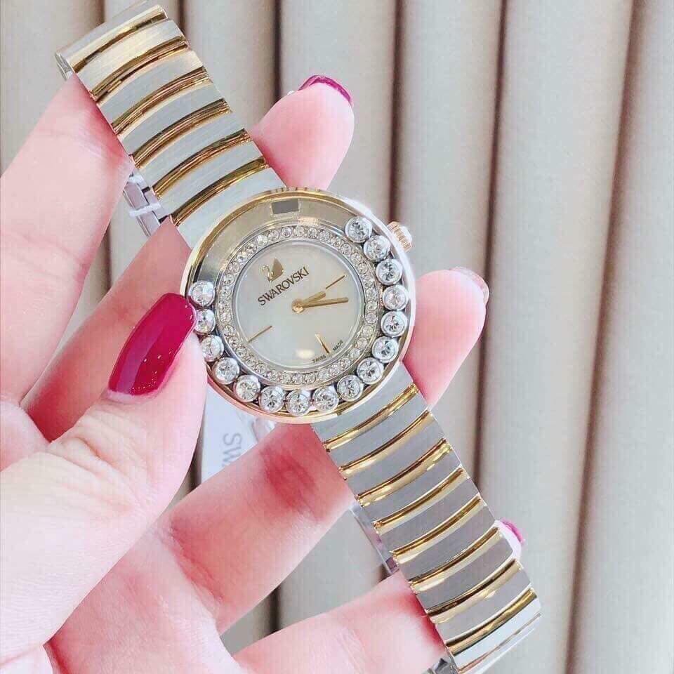 Swarovski Lovely Crystals Mother of Pearl Dial Two Tone Steel Strap Watch for Women - 1187022 Buy Now By Swarovski