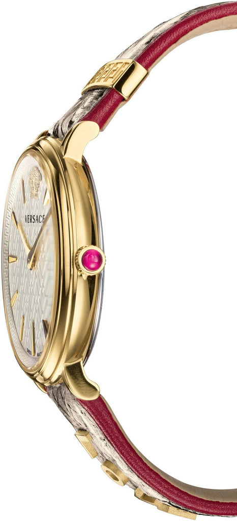 Versace V Circle Quartz White Dial Brown Leather Strap Watch For Women - VBP08017 Buy Now By Versace