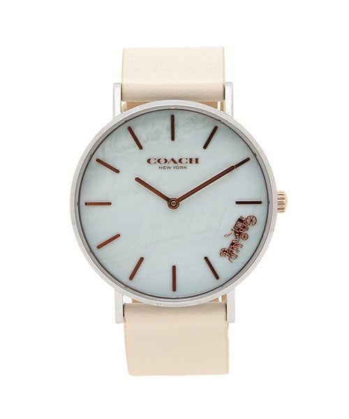 Coach Perry Blue Mother of Pearl Dial White Leather Strap Watch for Women - 14503270 Buy Now By Coach