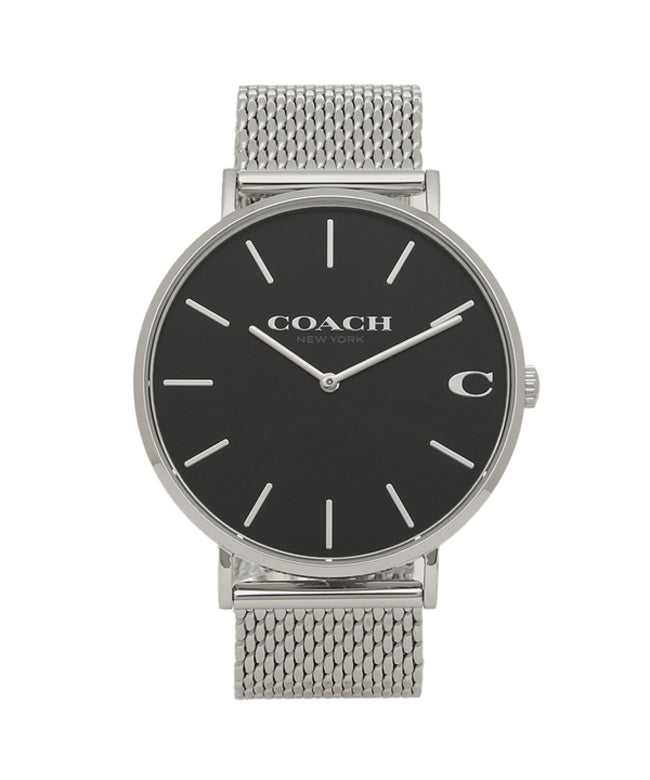 Coach Charles Black Dial Silver Mesh Bracelet Watch for Men - 14602144 Buy Now By Coach