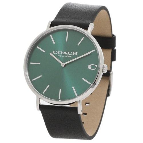 Coach Charles Green Dial Black Leather Strap Watch for Men - 14602436 Buy Now By Coach