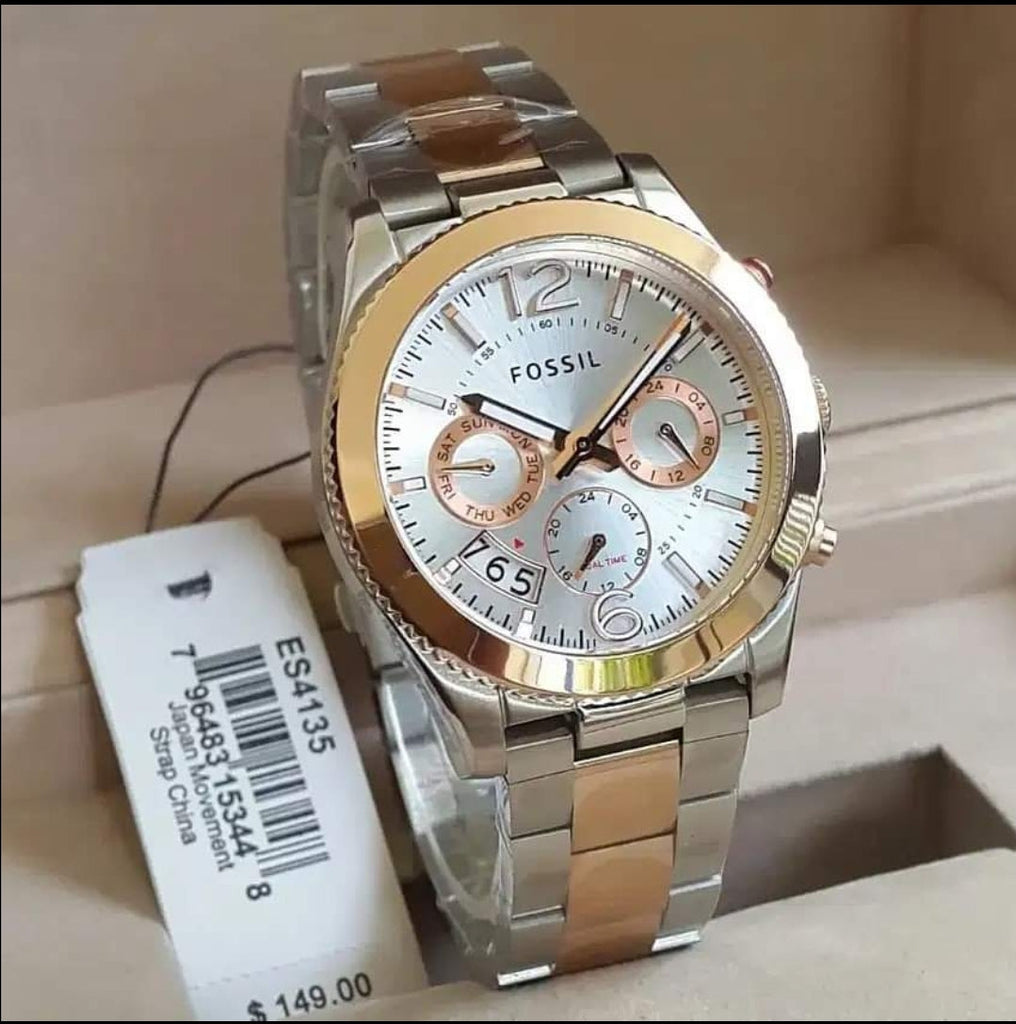 Fossil Perfect Boyfriend Mother of Pearl Dial Two Tone Steel Strap Watch for Women - ES4135 Buy Now By Fossil