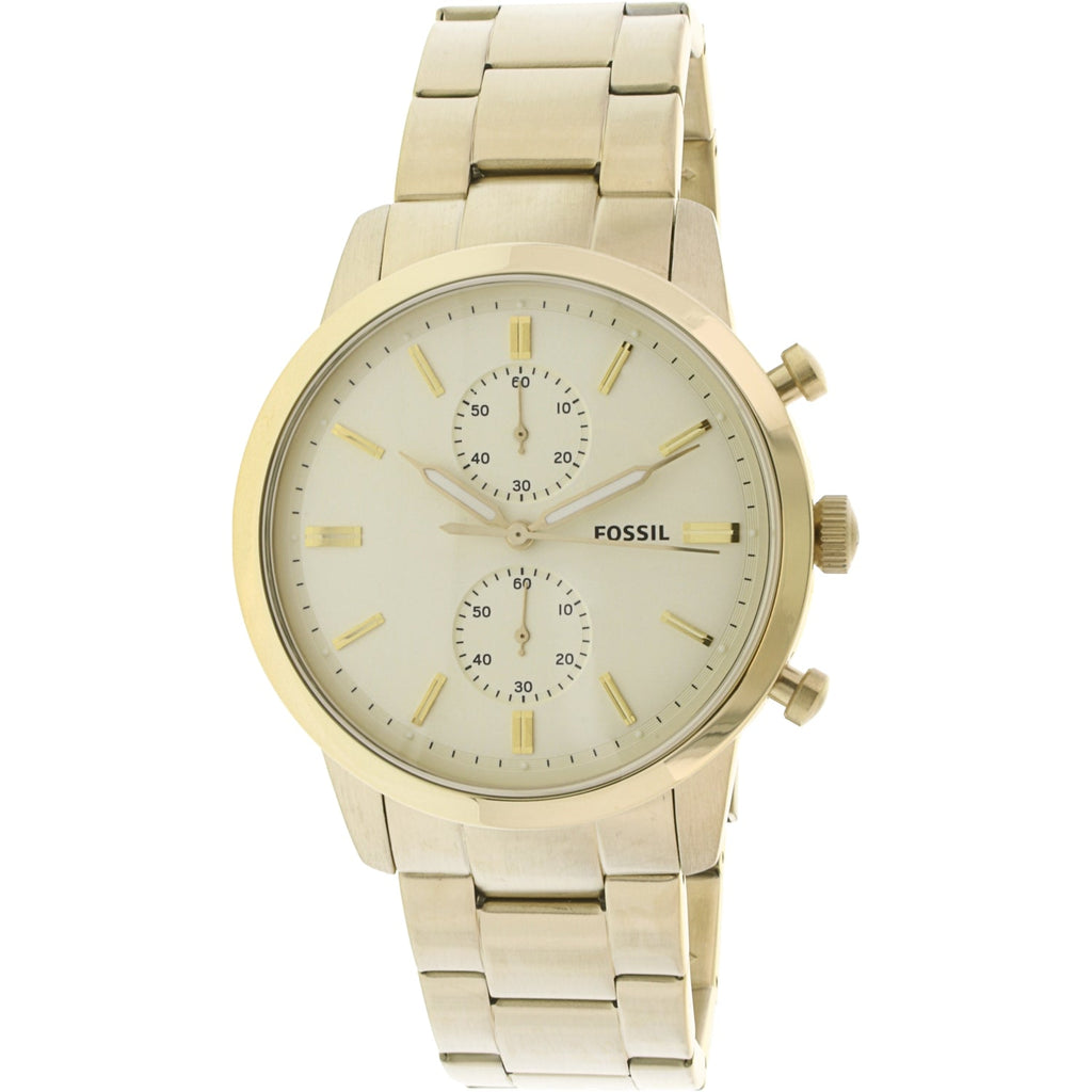 Fossil Townsman Chronograph White Dial Gold Steel Strap Watch for Men - FS5348 Buy Now By Fossil
