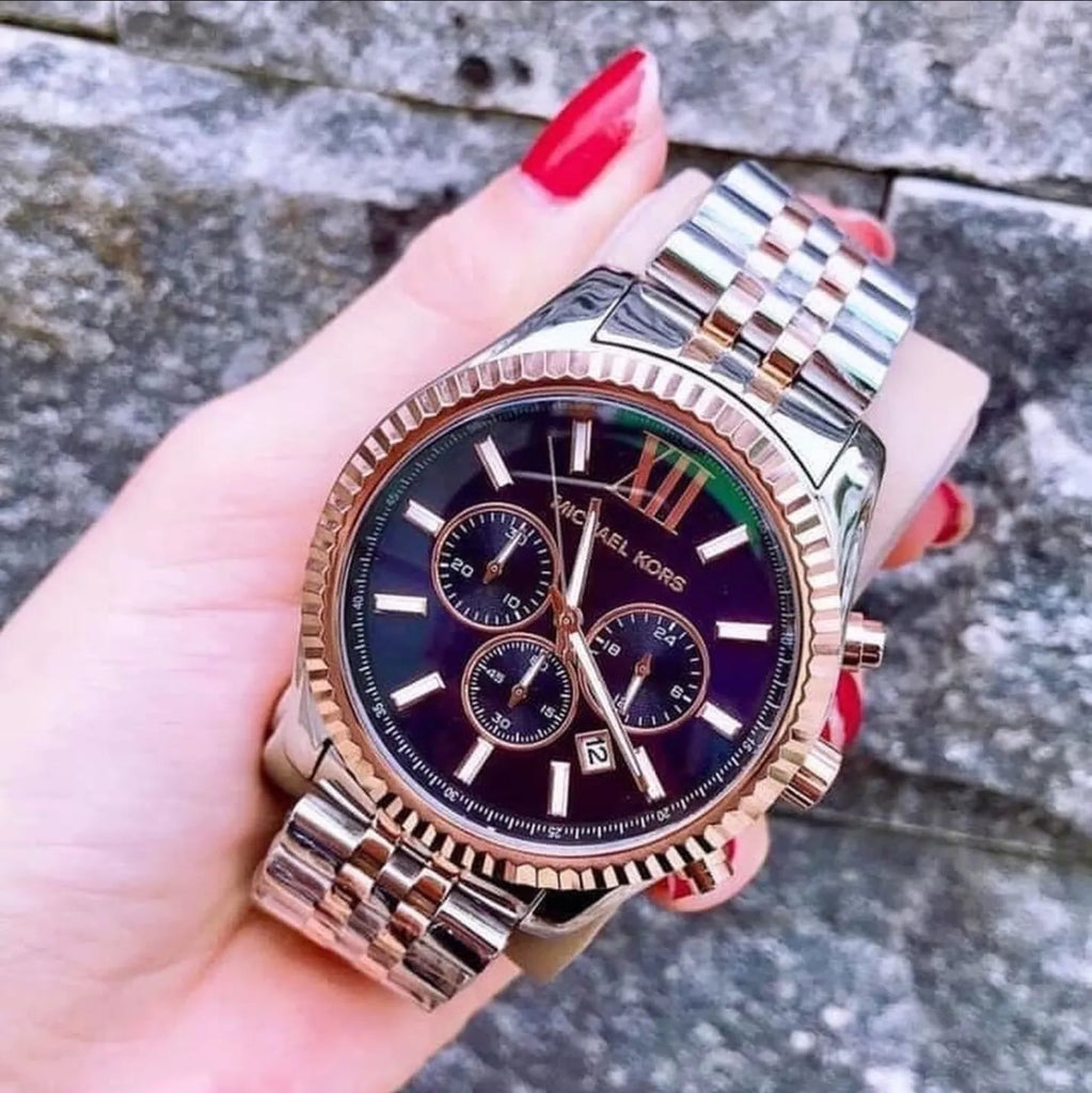 Michael Kors Lexington Blue Dial Two Tone Steel Strap Watch for Men - MK8412 Buy Now By Michael Kors