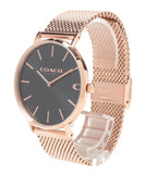 Coach Charles Black Dial Rose Gold Mesh Bracelet Watch for Men - 14602552 Buy Now By Coach