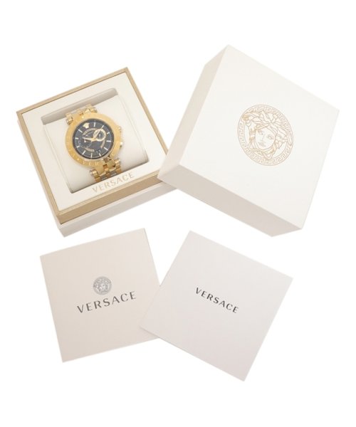 Versace V-Race Quartz Black Dial Gold Steel Strap Watch For Men - VEBV00519 Buy Now By Versace