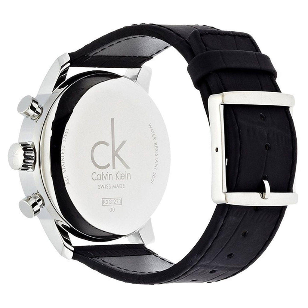 Calvin Klein City Chronograph Black Dial Black Leather Strap Watch for Men - K2G271CX Buy Now By Calvin Klein
