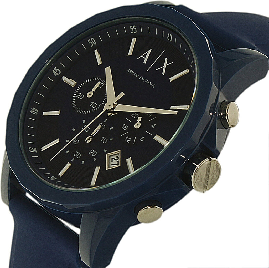 Armani Exchange Outerbanks Chronograph Blue Dial Blue Silicone Strap Watch For Men - AX1327 Buy Now By Armani Exchange