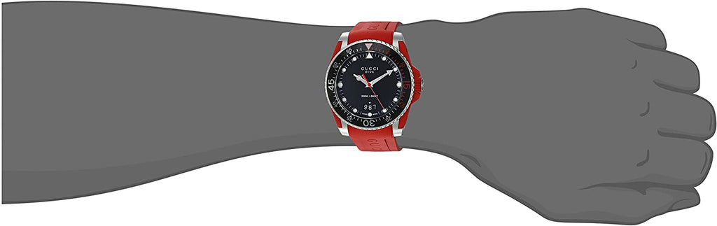 Gucci Dive Quartz Black Dial Red Rubber Strap Watch For Men - YA136309 Buy Now By Gucci