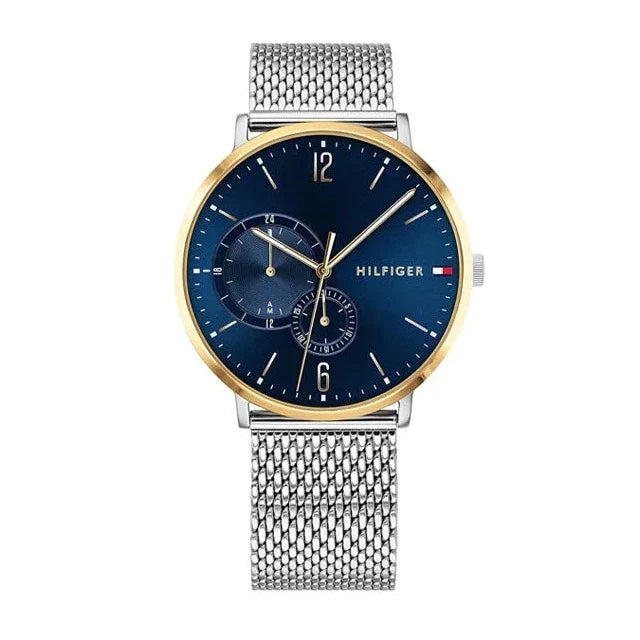 Tommy Hilfiger Brooklyn Quartz Blue Dial Silver Mesh Bracelet Watch for Men - 1791505 Buy Now By Tommy Hilfiger