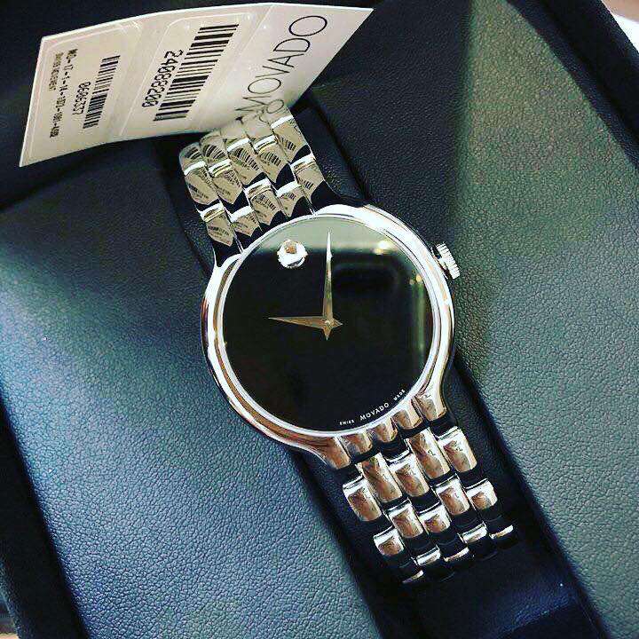 Movado Classic Quartz Black Dial Silver Steel Strap Watch for Men - 0606337 Buy Now By Movado