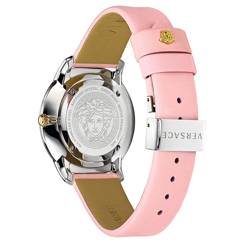 Versace Audrey Quartz White Dial Pink Leather Strap Watch for Women - VELR00119 Buy Now By Versace
