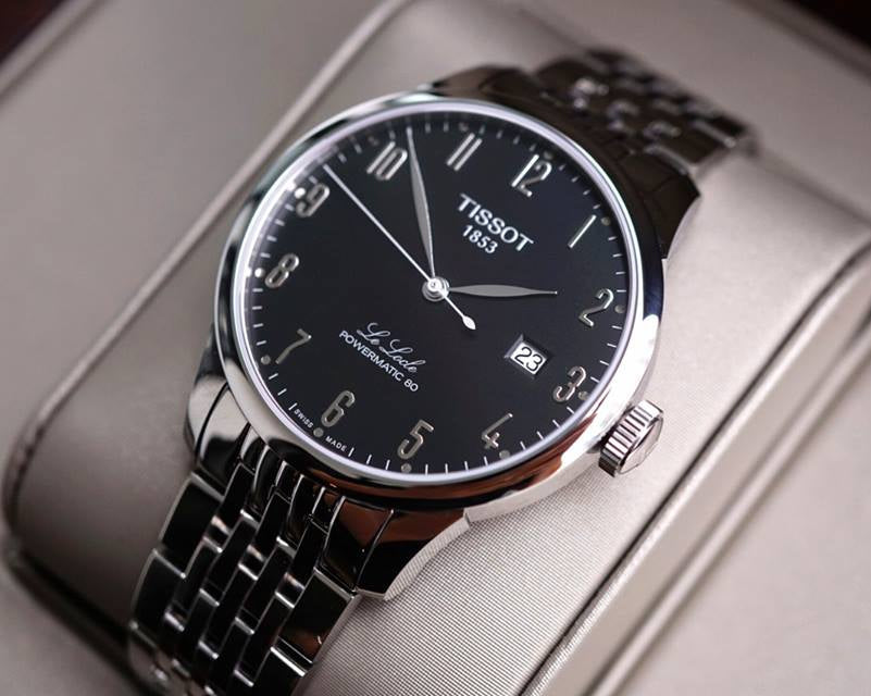 Tissot Le Locle Powermatic 80 Black Dial Silver Steel Strap Watch For Men - T006.407.11.052.00