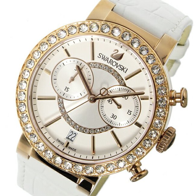Swarovski Citra Sphere Chrono White Dial White Leather Strap Watch for Women - 5080602 Buy Now By Swarovski