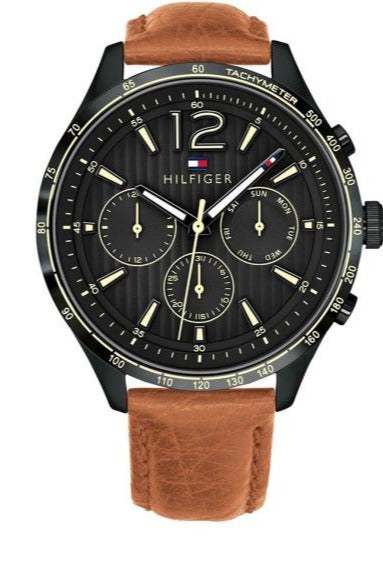 Tommy Hilfiger Gavin Chronograph Quartz Black Dial Brown Leather Strap Watch for Men - 1791470 Buy Now By Tommy Hilfiger