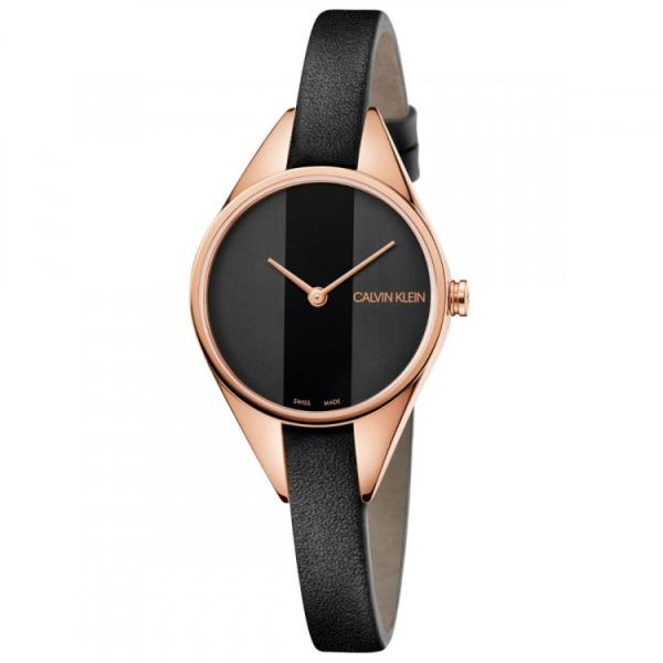 Calvin Klein Rebel Black Dial Black Leather Strap Watch for Women - K8P236C1 Buy Now By Calvin Klein