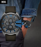 Diesel Mega Chief Chronograph Black Dial Black Nylon Strap Watch For Men - DZ4500 Buy Now By Diesel