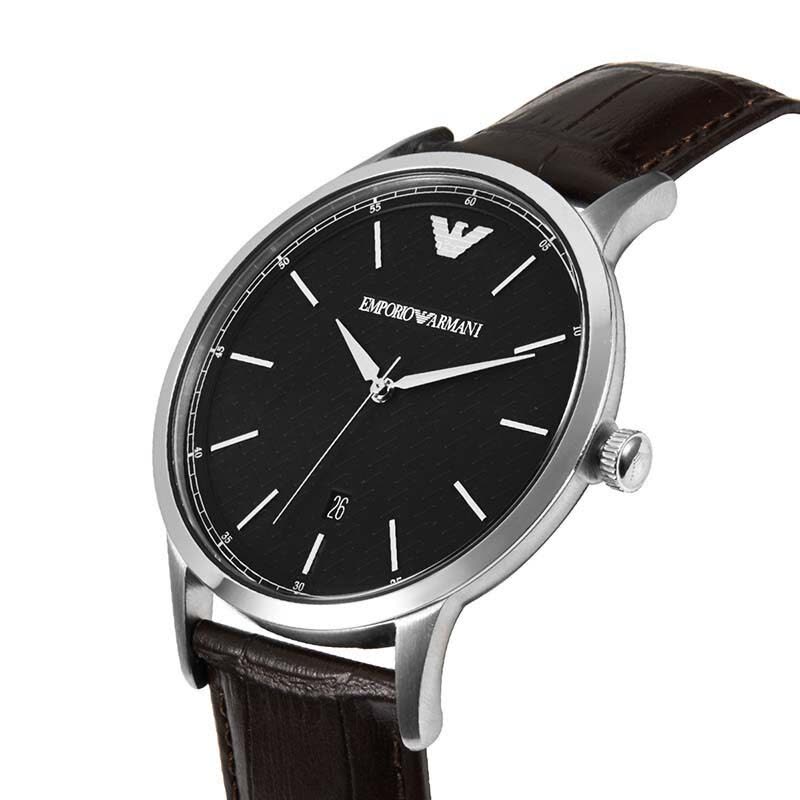 Emporio Armani Renato Quartz Black Dial Brown Leather Strap Watch For Men - AR11187 Buy Now By Emporio Armani