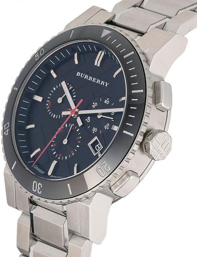 Burberry The City Black Dial Silver Steel Strap Watch for Men - BU9380 Buy Now By Burberry