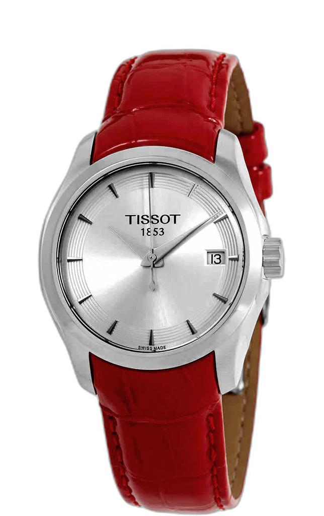 Tissot Couturier Lady Silver Dial Red Leather Strap Watch for Women - T035.210.16.031.01 Buy Now By Tissot