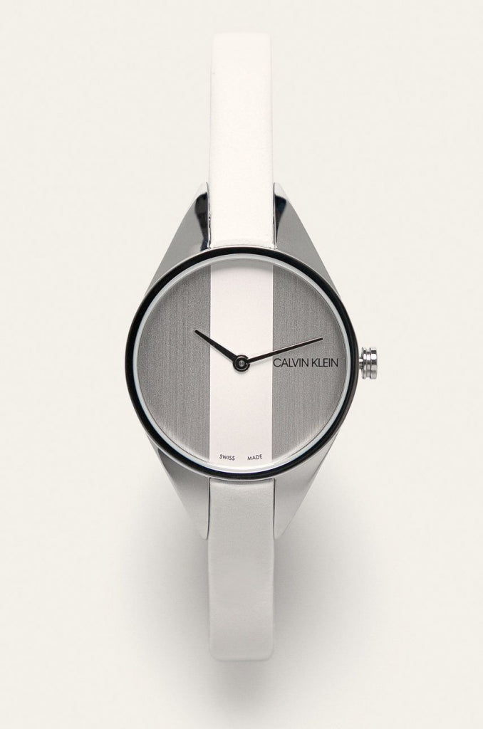 Calvin Klein Rebel White Dial White Leather Strap Watch for Women - K8P231L6 Buy Now By Calvin Klein
