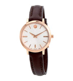 Movado Ultra Slim White Dial Brown Leather Strap Watch For Women - 0607096 Buy Now By Movado