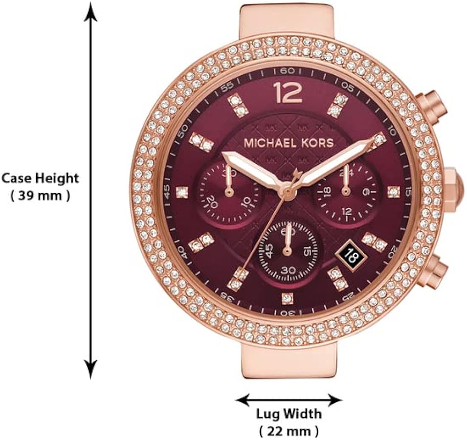 Michael Kors Parker Chronograph Red Dial Red Leather Strap Watch For Women - MK6986 Buy Now By Michael Kors