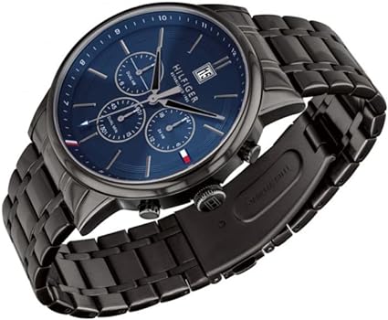 Tommy Hilfiger Kyle Quartz Blue Dial Black Steel Strap Watch for Men - 1791633 Buy Now By Tommy Hilfiger