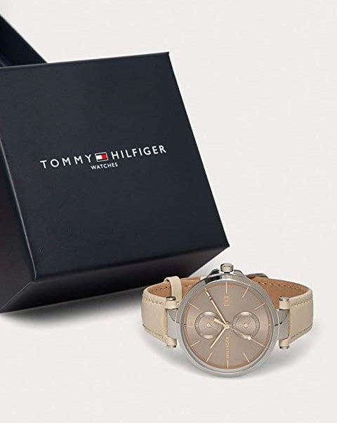 Tommy Hilfiger Angela Silver Dial Cream Leather Strap Watch for Women - 1782123 Buy Now By Tommy Hilfiger