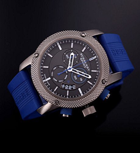 Burberry Sports Chronograph Black Dial Blue Rubber Strap Watch for Men - BU7714 Buy Now By Burberry