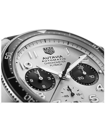 Tag Heuer Autavia Chronometer Flyback Chronograph Silver Dial Black Leather Strap Watch for Men - CBE511B.FC8279 Buy Now By Tag Heuer