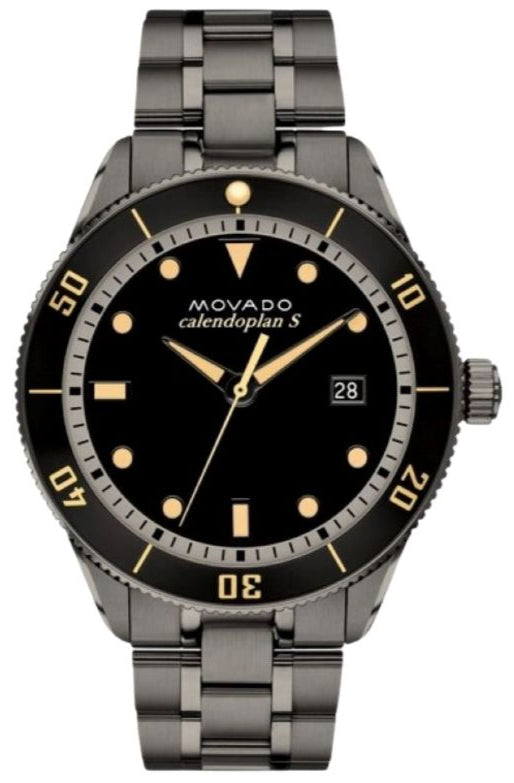 Movado Heritage Calendoplan Black Dial Silver Steel Strap Watch For Men - 3650095 Buy Now By Movado