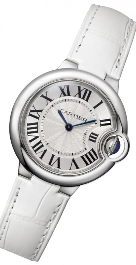 Cartier Ballon Bleu De Cartier Silver Dial White Leather Strap Watch for Women - W6920086 Buy Now By Cartier