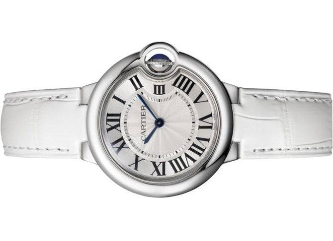 Cartier Ballon Bleu De Cartier Silver Dial White Leather Strap Watch for Women - W6920086 Buy Now By Cartier