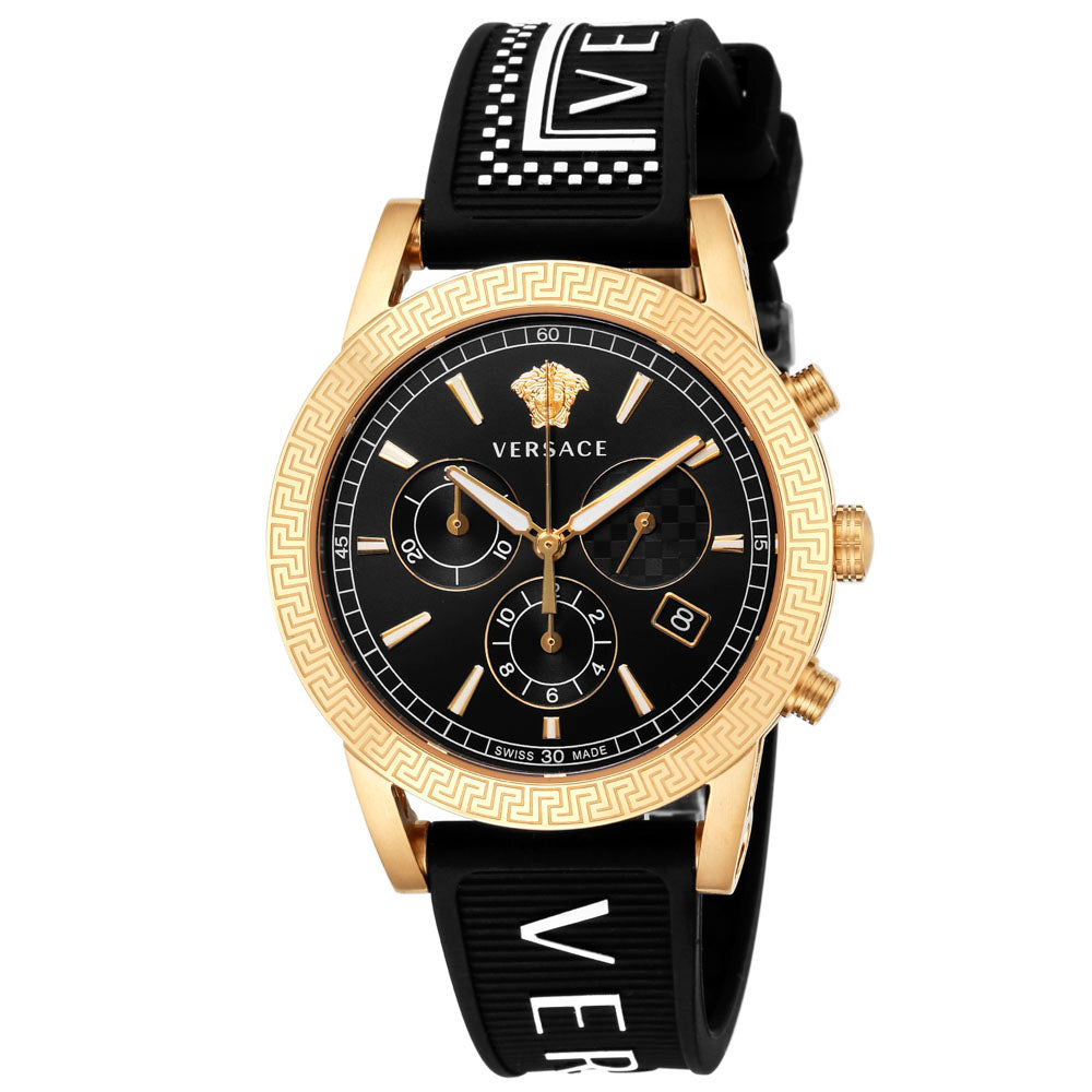 Versace Sports Tech Chronograph Black Dial Black Rubber Strap Watch for Men - VELT00119 Buy Now By Versace